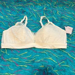 Auden lightly lined bralette white lace overlay wireless bra NWT